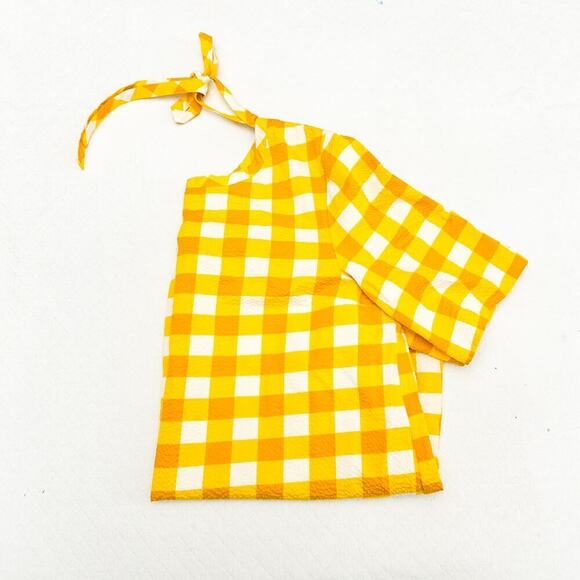 COS Plaid Gingham Yellow Short Sleeve Cotton Top Size M / 40 - Picture 6 of 6